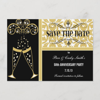 Champagner & Damask Save the Date Einladung