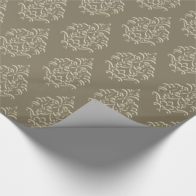 Champagner Damask Wrapping Paper Geschenkpapier (Ecke)