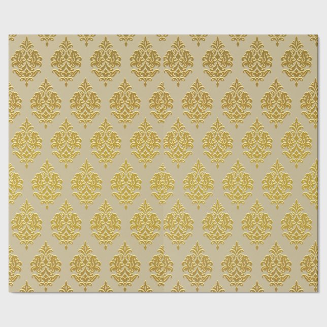 Champagner Damask Wrapping Paper Geschenkpapier (Saum)