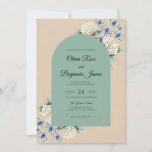 Champagner Distel Eukalyptus Hochzeit Einladung