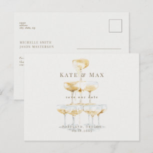 Champagner Elegante Cream Wedding Save the Date Postkarte