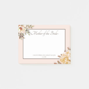Champagner Elfenbein Rosa Floral Mutter der Braut Post-it Klebezettel