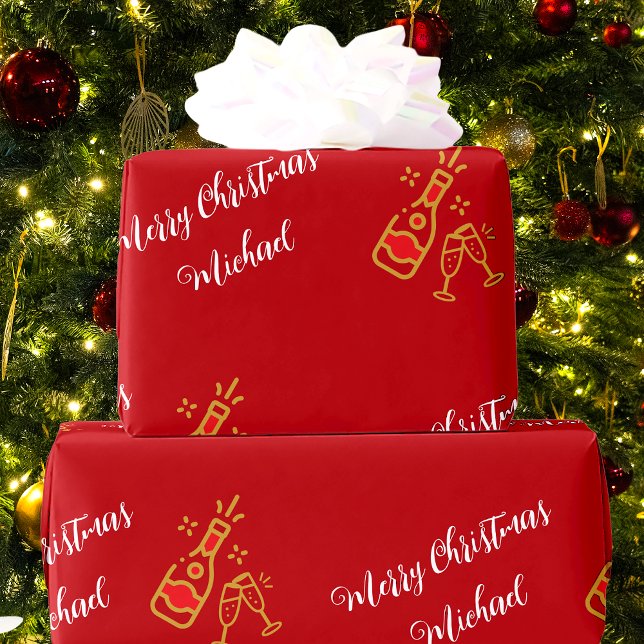 Champagner Flaschengläser Personalisiert Geschenkpapier (Von Creator hochgeladen)