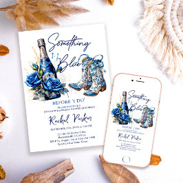 Champagner Floral Something Blue Bridal Shower Einladung