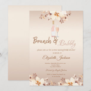 Champagner-FlowBeige Brunch & Bubbly Brautparty Einladung