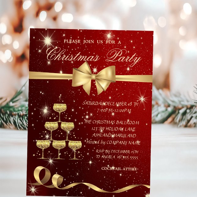 Champagner-Glasbaum, Bow, Rot, Weihnachtsgebäck Pa Einladung (Von Creator hochgeladen)