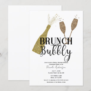 Champagner-Gläser Brunch & Prickelndes Brautbad Einladung