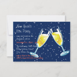 Champagner-Glasnacht - Silvesterabend 3x5 Party Einladung