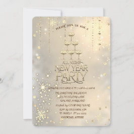 Champagner Glass, Star, Schneeflocken Weihnachten Einladung