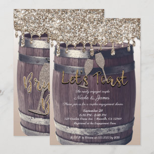 Champagner Glitter-Drip-Fass Verlobungs-Brunch Einladung