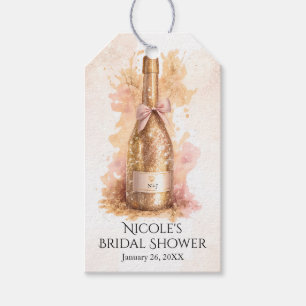Champagner Glitter & Gold Glitzer Brautparty Geschenkanhänger