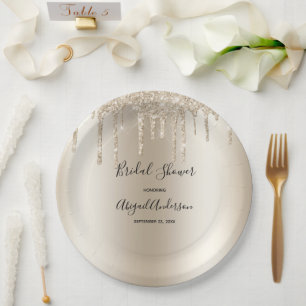 Champagner Glitter-Tropf Brautparty Glam Trendy Pappteller
