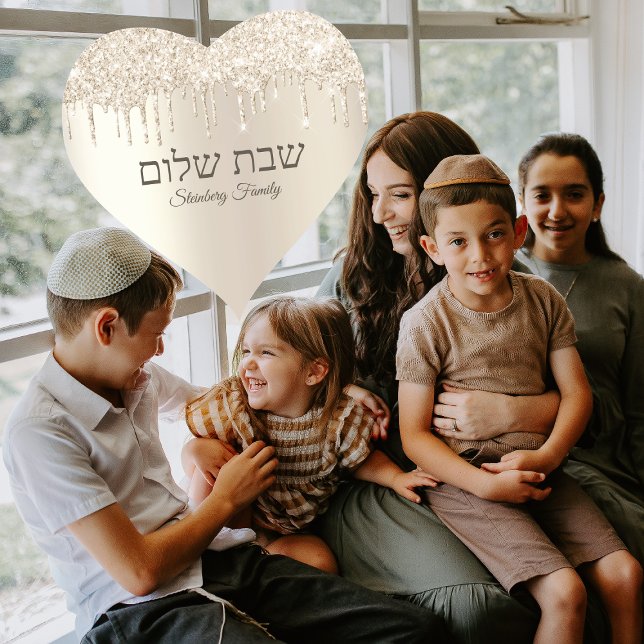 Champagner-Glitzer Driving Hebrew Shabbat Shalom Herz-Aufkleber (Von Creator hochgeladen)