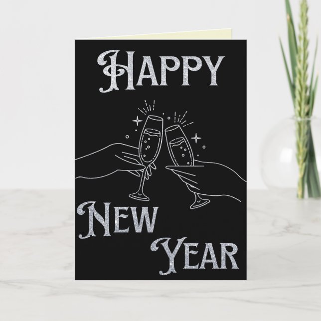 Champagner-Glitzer - Happy New Year Card Karte (Vorderseite)
