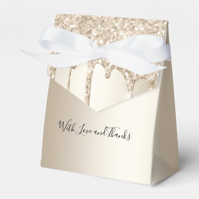 Champagner Glitzer Tropfen Dripping Glitzer Weddin Geschenkschachtel (Vorderseite)