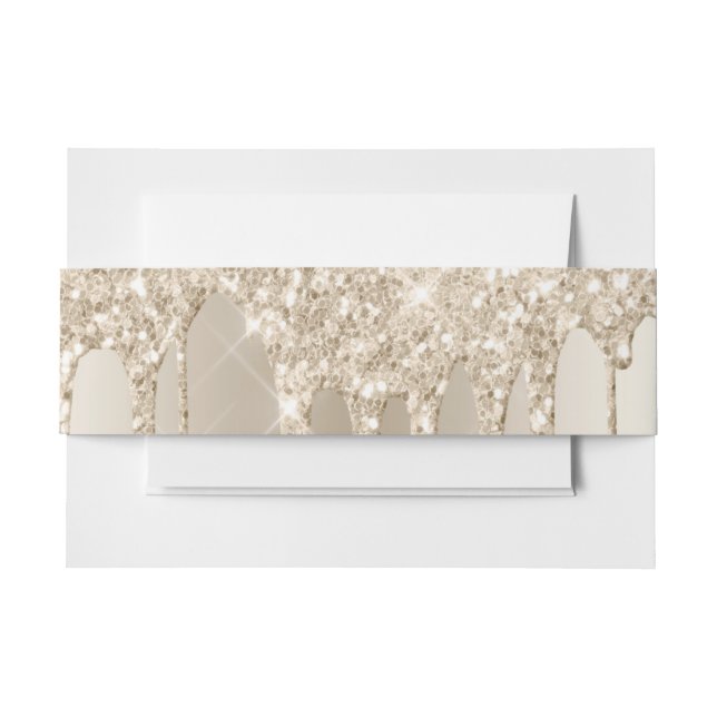 Champagner Glitzer Tropfen Hochzeitsfeier Einladungsbanderole (Vorderseite Beispiel)