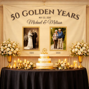 Champagner Gold 50 Golden Years Foto-Jubiläum B Banner