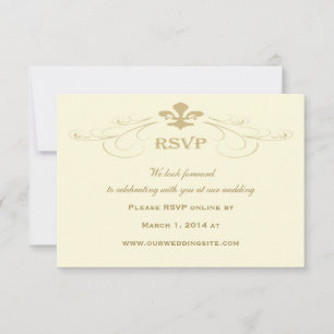Champagner Gold Fleur de Lis Hochzeits-Antwortkart RSVP Karte
