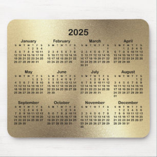 Champagner Gold Foil Look 2025 Kalender Mousepad