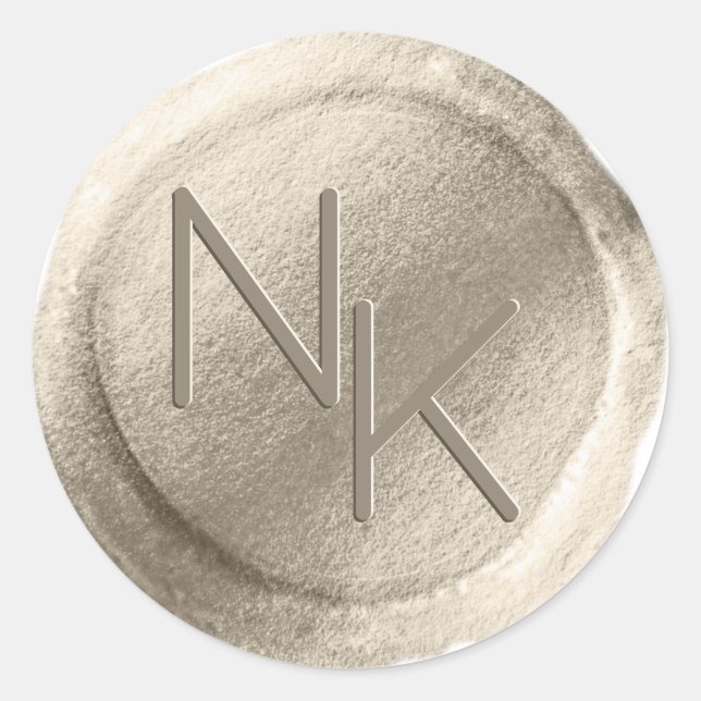 Champagner Gold Foil Wax Siegel Monogram Sticker (Vorderseite)