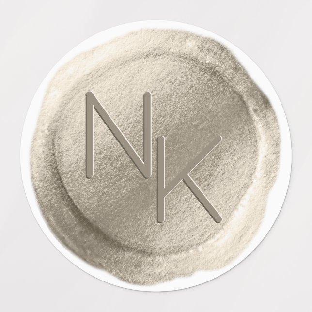 Champagner Gold Foil Wax Siegel Wedding Monogram Etiketten (Design 1)