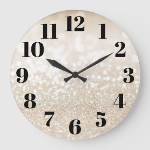 Champagner Gold Glam Bokeh Glitter Große Wanduhr