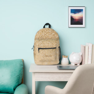 Champagner Gold Glitter Funken Benutzername Bedruckter Rucksack