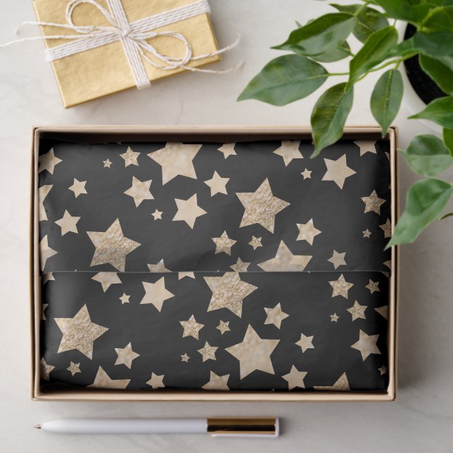 Champagner gold Glitzer Glitzern Stars Seidenpapier (Geschenk)