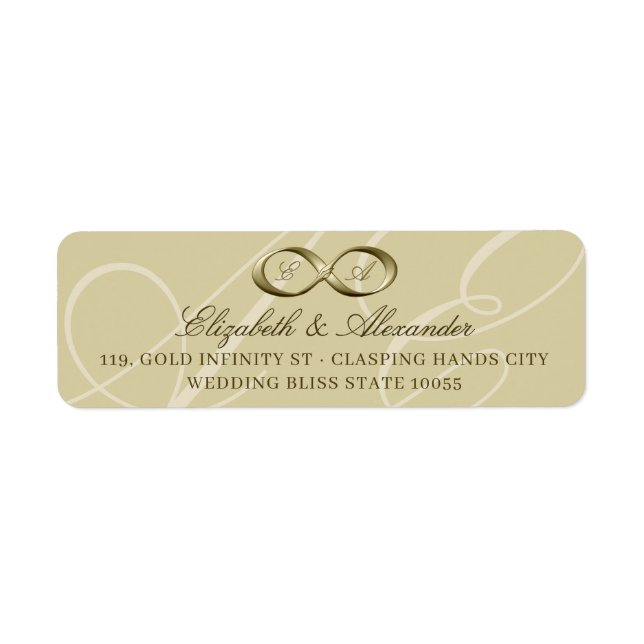 Champagner Gold Infinity Hand Klasp Hochzeitslabel (Vorne)