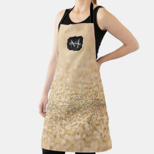 Champagner-Gold-Kunstglitter-Funkeln Monogramm Schürze