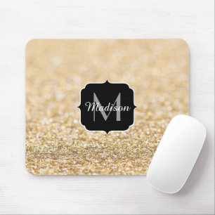 Champagner-Gold-Kunststoff-Glitter-Funkeln Monogra Mousepad