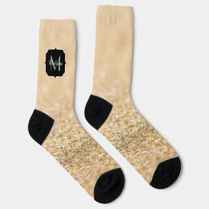 Champagner Gold leichte Imitate Glitzer Funkeln Mo Socken