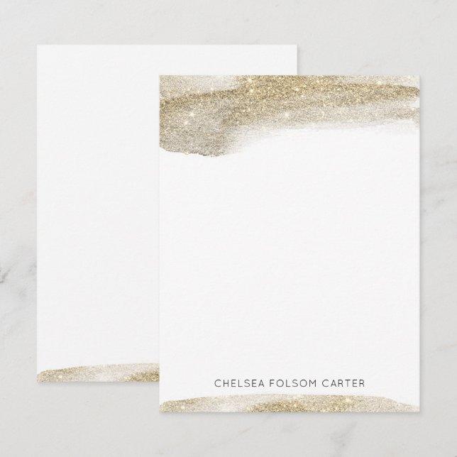 Champagner Gold Sparkling Brushstroke Note Card Mitteilungskarte (Vorne/Hinten)