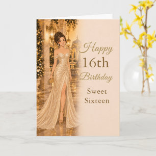 Champagner-Gold-Sweet-Sixteen-Geburtstagskarte Karte