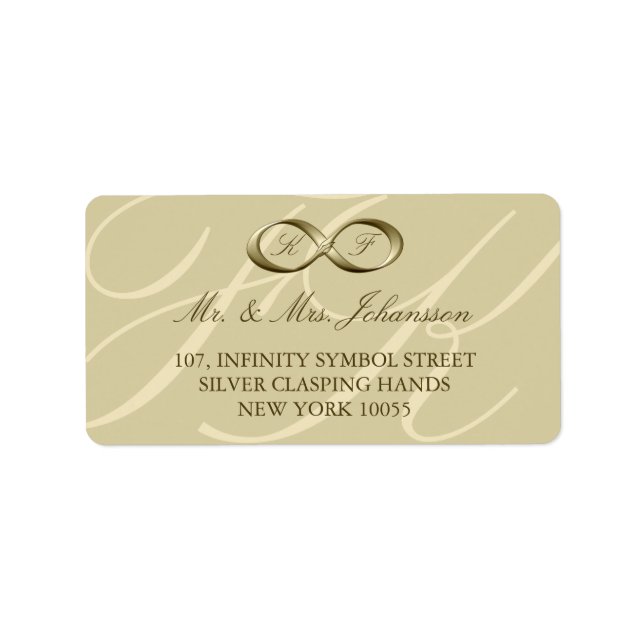 Champagner Gold Unendlichkeit Handklasp Hochzeitst Adressaufkleber (Vorne)