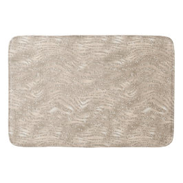 Champagner Gold Weißer Glitzer Zebra Print Badematte