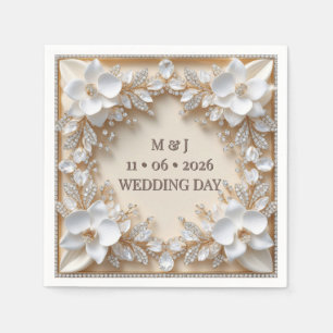 Champagner-Goldene Blumenelemente für die Hochzeit Serviette