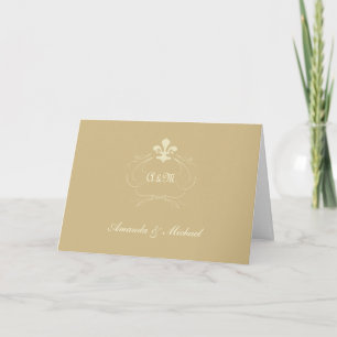 Champagner-Goldene Hochzeit Fleur de Lis Dankeschö Dankeskarte