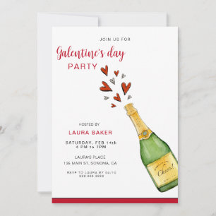 Champagner & Herz Galentine's Day Party Einladung