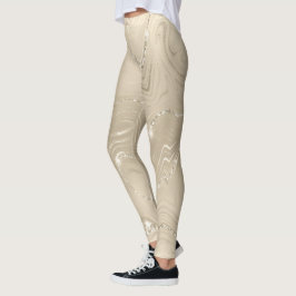 Champagner Hintergrund Weiß und Beige Glitzer Leggings