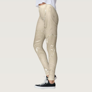 Champagner Hintergrund Weiß und Beige Glitzer Leggings