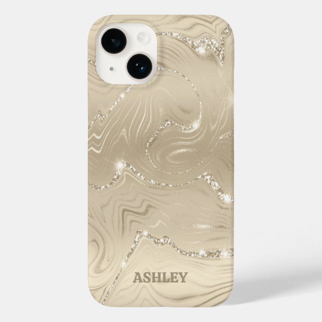 Champagner Hintergrund Weißer Glitzer Case-Mate iPhone Hülle (Rückseite)