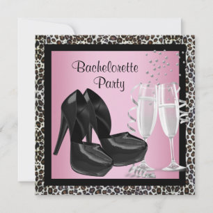 Champagner-Hochhackige Rosa Leopard-Junggesellinne Einladung