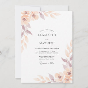 Champagner Hochzeit mit ätherischen Blumen Einladung