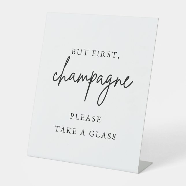 Champagner-Hochzeits-Schild Sockelschild (Vorderseite)