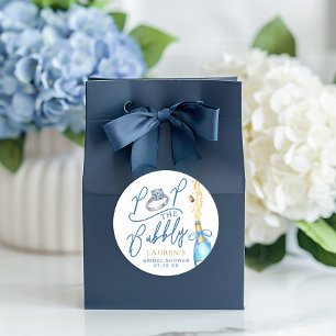 Champagner-Hochzeitsdusche-Geschenk "Pop the Bubbl Runder Aufkleber