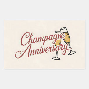 Champagner-Jubiläumsfeier-Schriftgrafik Rechteckiger Aufkleber