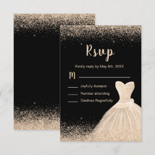 Champagner-Kleid Faux Glitter Sweet 16 Geburtstag RSVP Karte