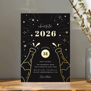 Champagner-Knall Silvesterparty Folieneinladung