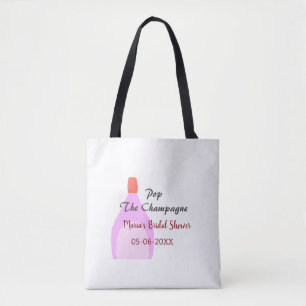 Champagner knallen rosa Brautparty Name Datum